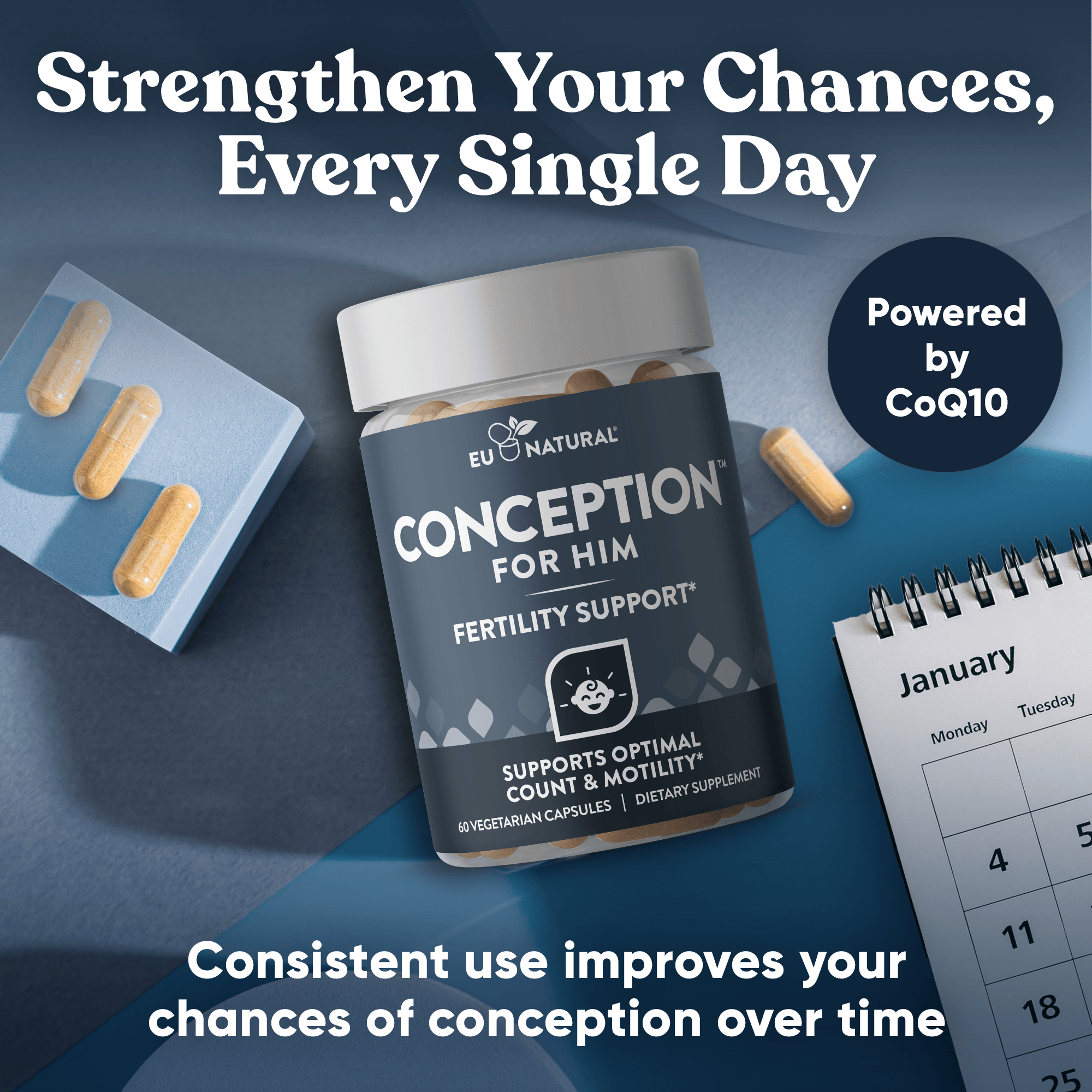 Eu Natural CONCEPTION FOR HIM Fertility Aid & Multi w/ CoQ10