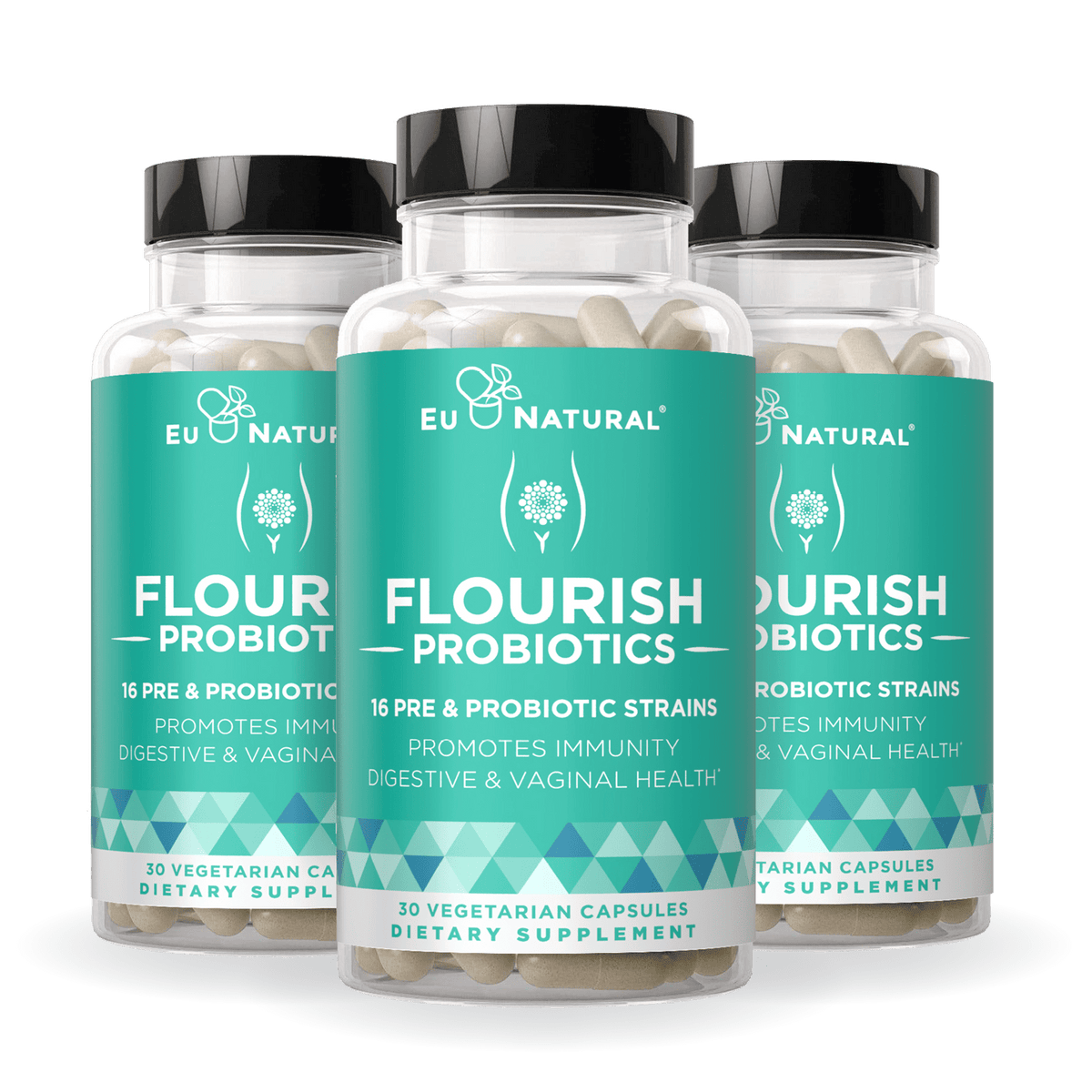 Eu Natural FLOURISH Probiotics Gut &amp; Digestive Health (3 Pack)
