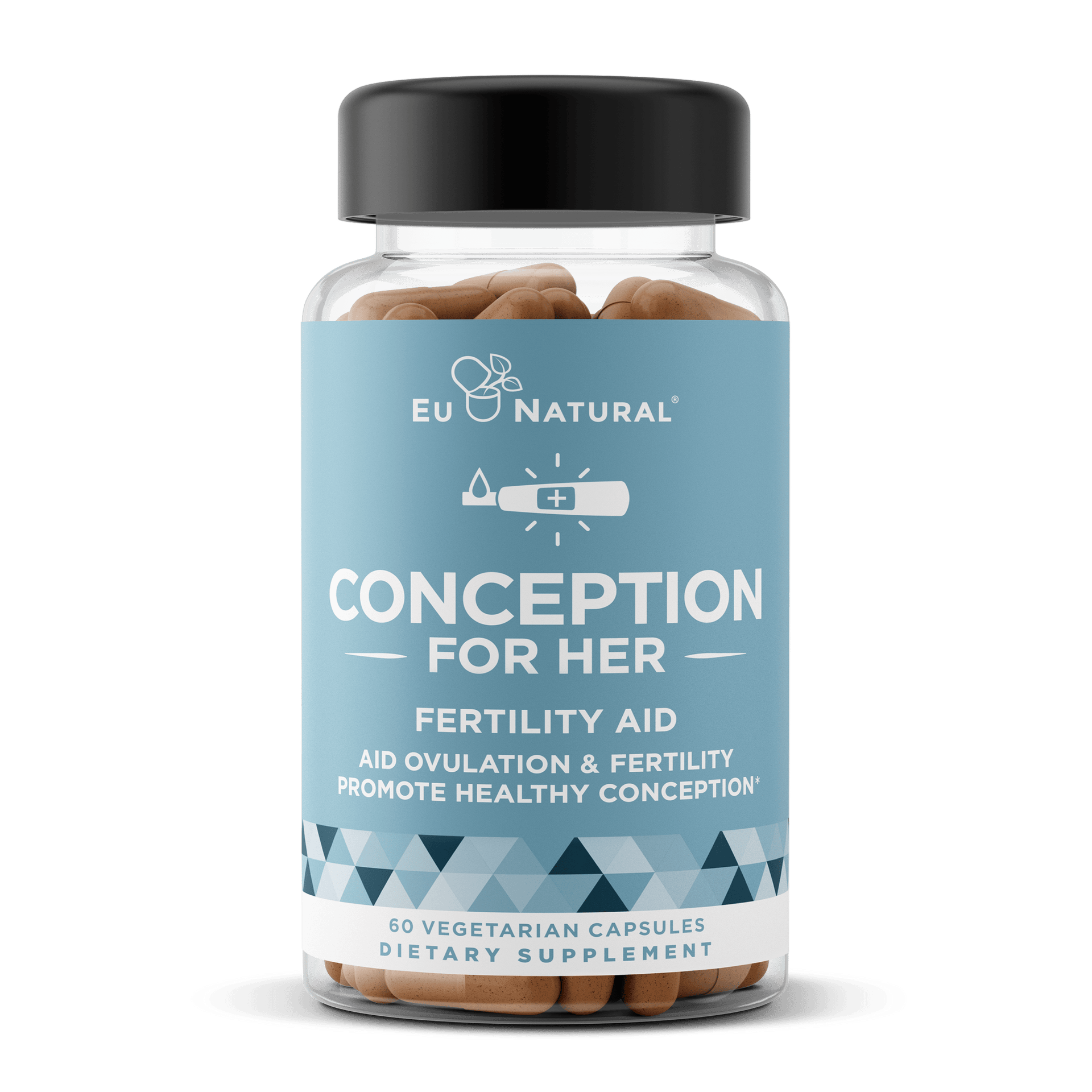 Bottle of Eu Natural Conception fertility aid capsules for women.