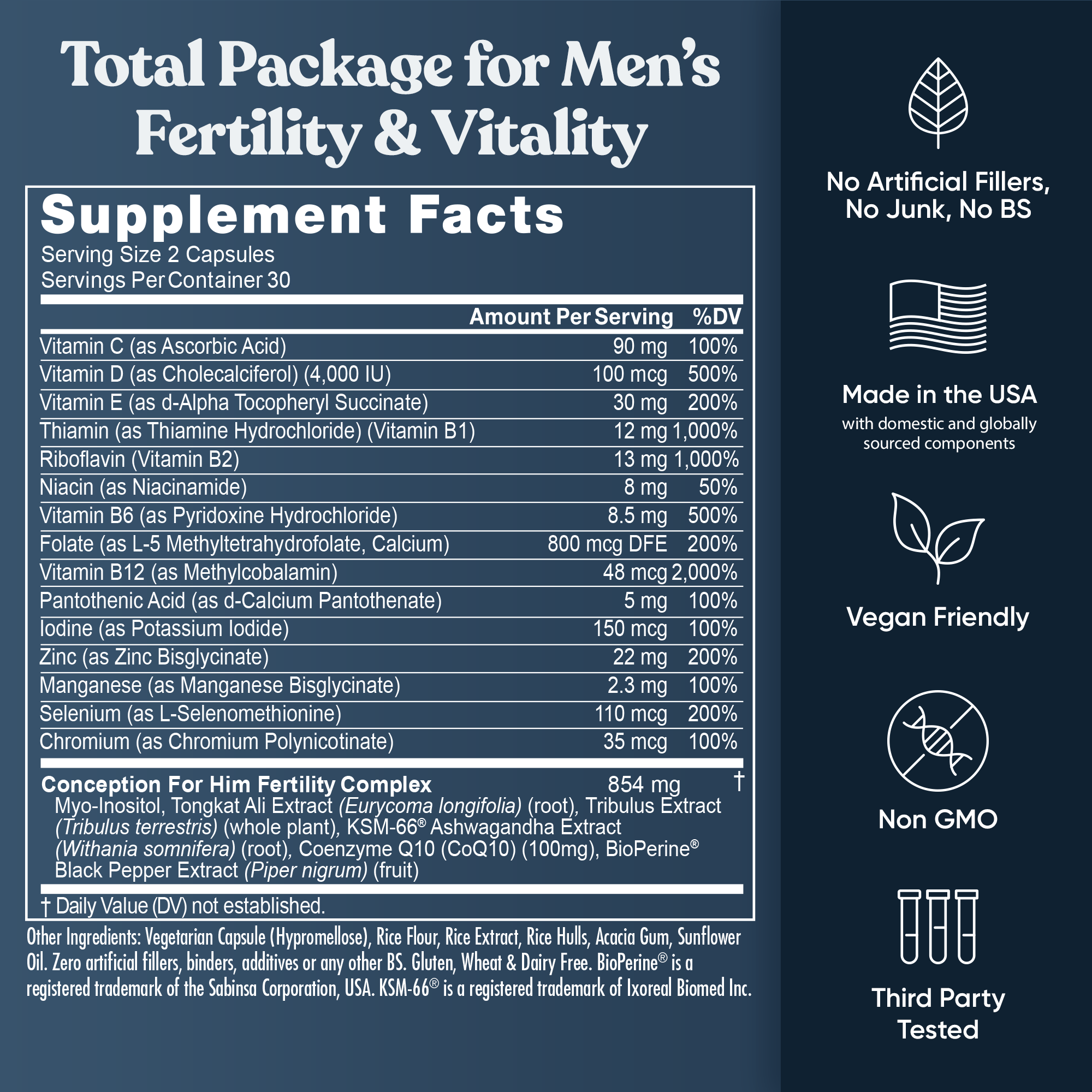 Eu Natural CONCEPTION FOR HIM  Fertility Aid & Multi w/ CoQ10