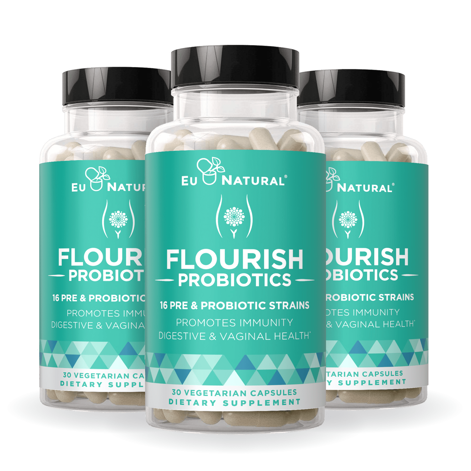 Eu Natural FLOURISH Probiotics Gut & Digestive Health (3 Pack)