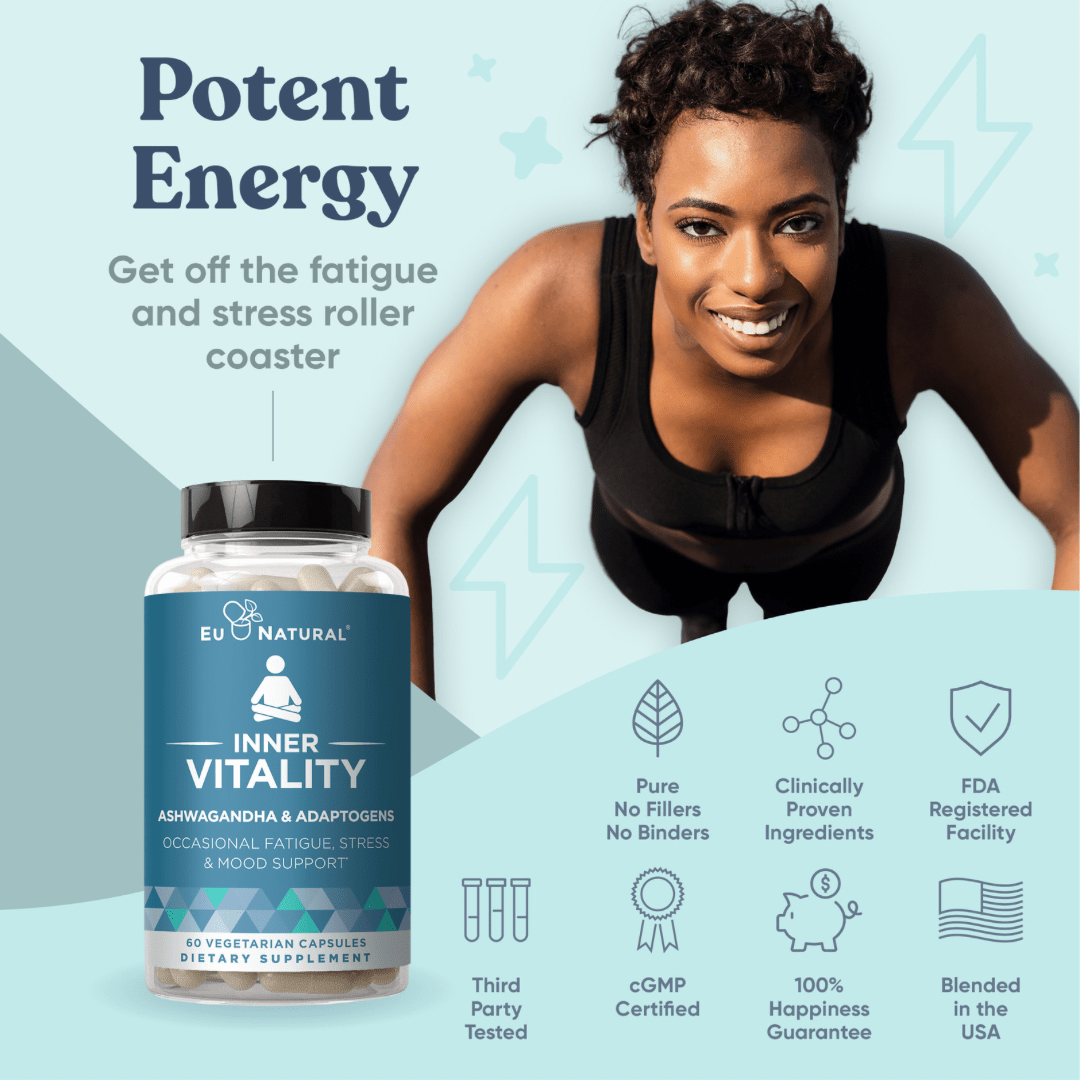 VITALITY Adrenal Support & Fatigue Fighter Supplement - Eu Natural